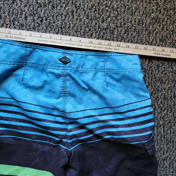 O'Neill Hybrid Lanai Blue Green Striped Board Shorts Size 30 - Picture 11 of 11